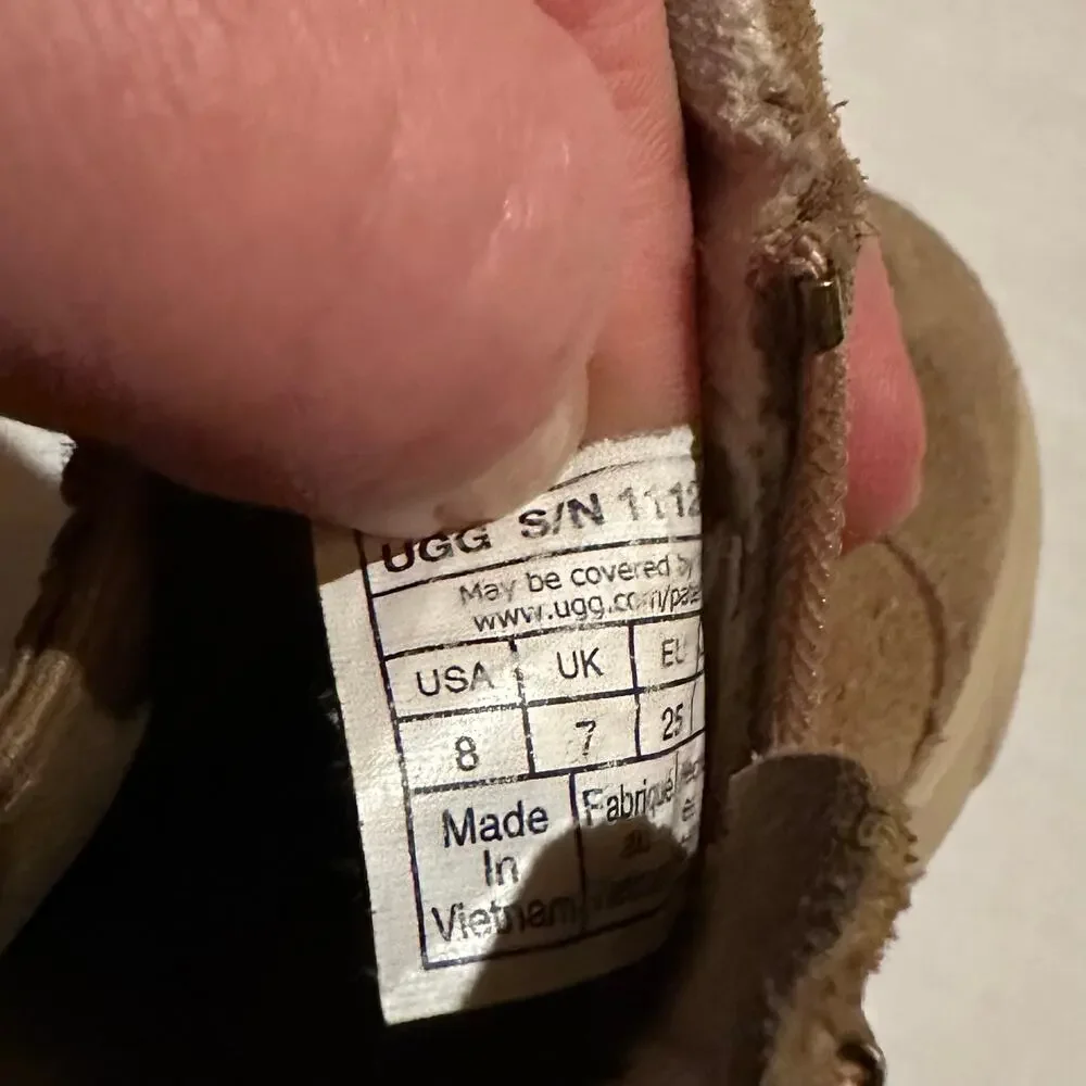 UGG Hamden Toddler Size 8 Tan Chestnut Suede Side Zip Ankle Booties Shoes